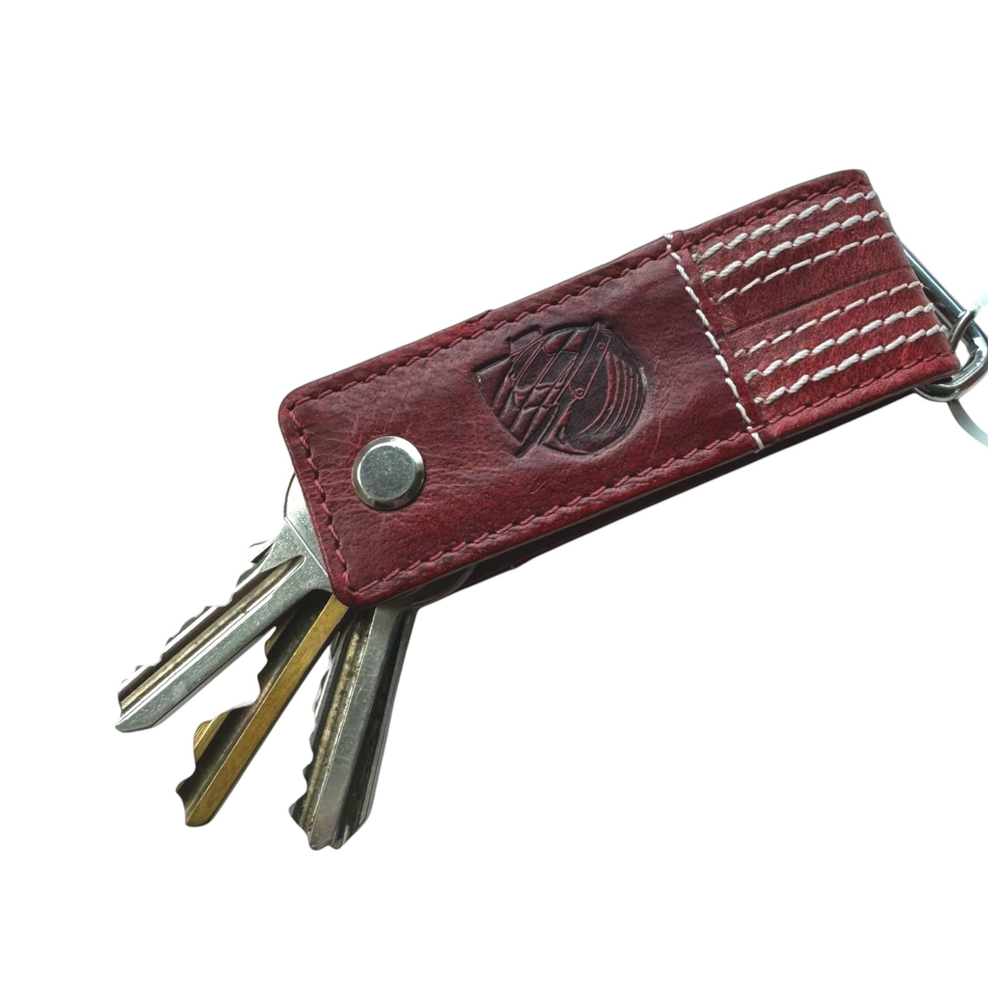 13Square Unisex Red Cricket Buffalo Leather Screw Key Chain