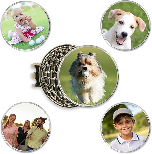 DA VINCI Marcador de pelota de golf personalizado con clip magnético para sombrero, personalizado con tu foto, logotipo u obra de arte. Gran regalo