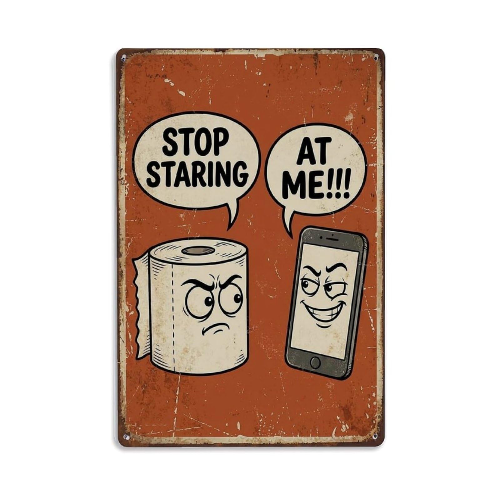 Stop Staring At Me Funny Vintage Humorous Toilet Metal Tin Sign