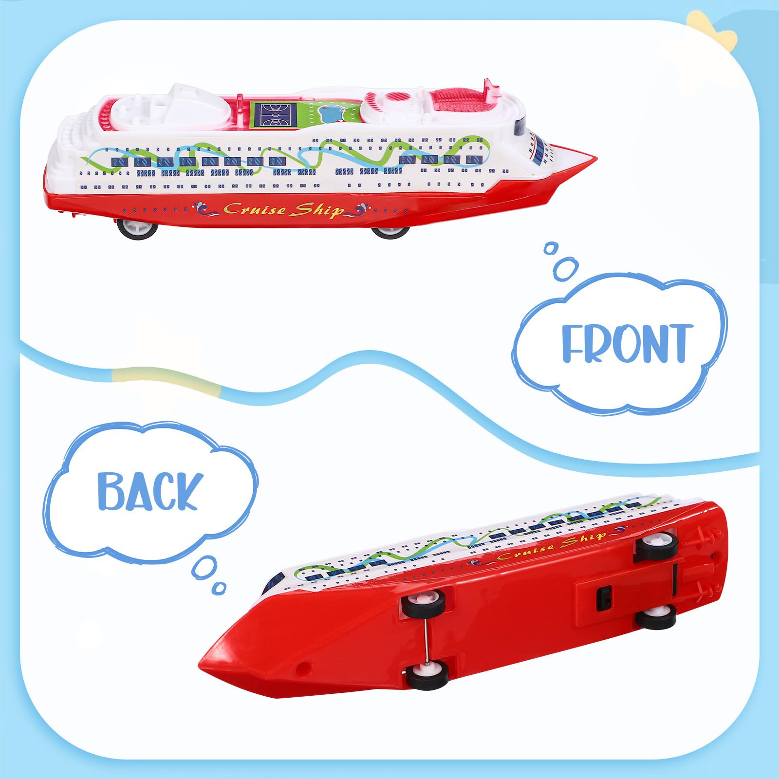 Toyvian Kreuzfahrtschiff Spielzeug Set – 5 Stück Pull-Back Boote Dampfschiffe, 16cm Rückzug Spielzeug für Badewanne Pool Mitgebsel für Kinder