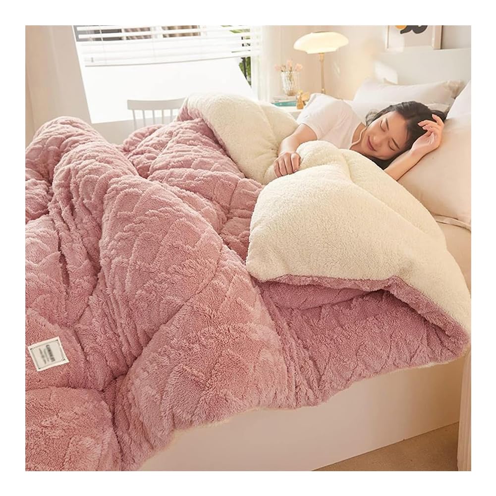 KemNet Thickened Super Soft Insulation Hibiscus Winter Quilt, Double-Sided Lamb Cashmere Comforter Core, Tower Hibiscus Winter Quilt for Winter Double Bed, Bedding, King - 78.7X90.6 INCHES