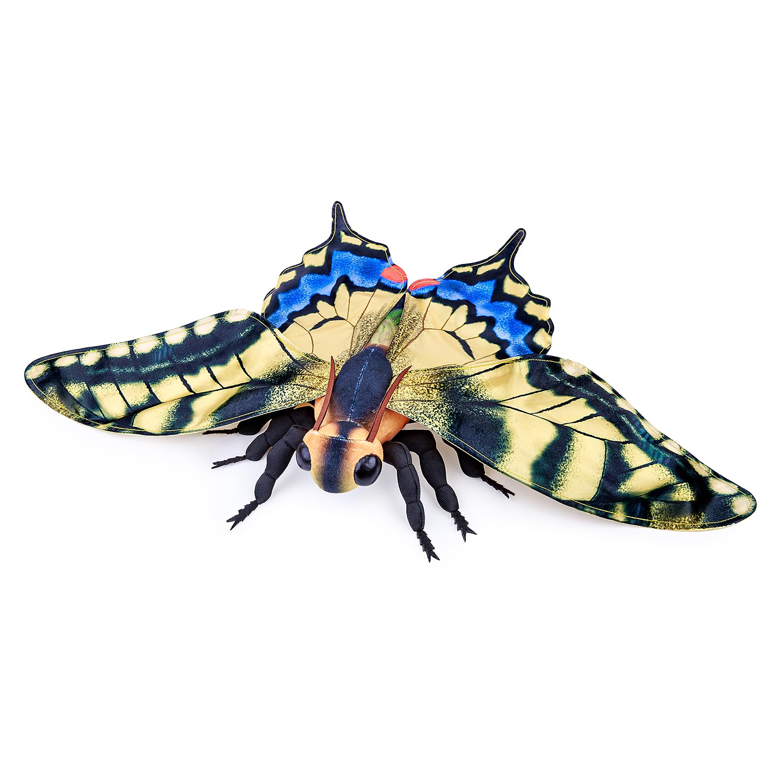 Tiny Heart Realistic Swallowtail Butterfly Animal Cuddly Toy,Swallowtail Butterfly Plush Toy Simulation Series,Cambrian Ancient Butterfly Insect Plush Toy Series Interactive Games,yellow/10.6in