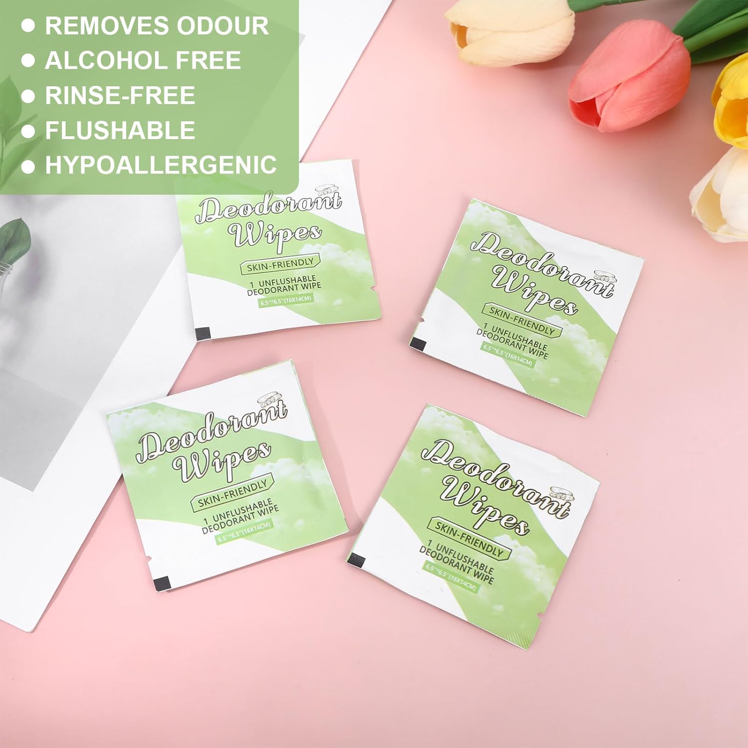 100Pcs Travel Deodorant Wipes, Travel Size Mini Deodorant Wipes Bulk for Homeless, Individually Wrapped Body Cleaning Supplies for Women Wet Armpit for Body Cleaning Cucumber - Image 6