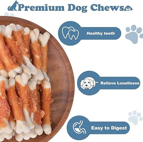 Miniatura 3 de Perro Mastica Cachorro Aperitivos De Entrenamiento De Pollo Envuelto Hueso De Calcio Sin Cuero Crudo Golosinas Para Perros 0.5lb227g