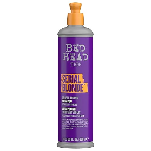 TIGI Bed Head - Champú tonificante morado para cabello tratado químicamente, rubio serial, sin sulfato, 13.53 onzas líquidas