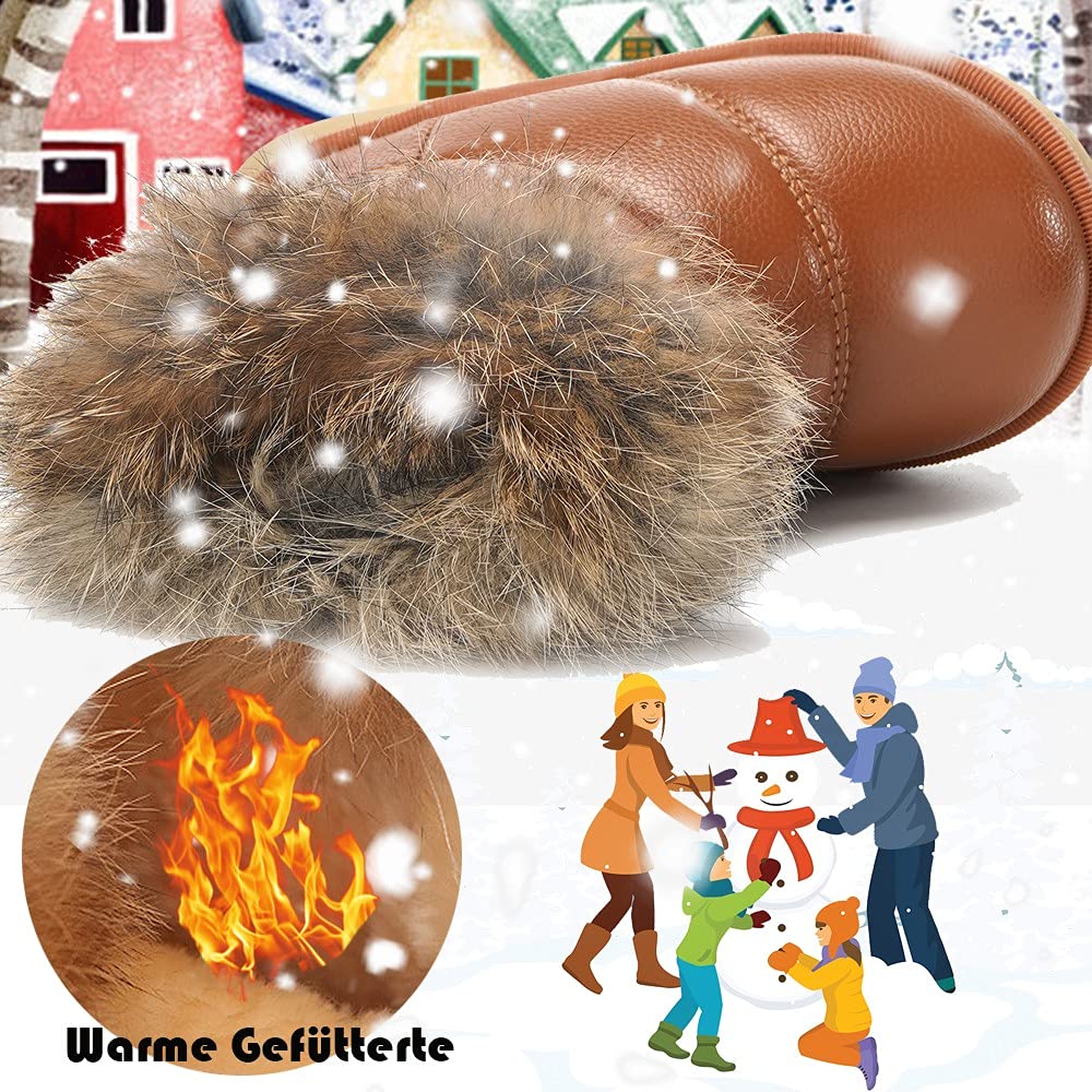 Gaatpot Stivali per Bambine e Ragazze Stivaletti da Neve Scarpe con Invernali Stivale con Imbottitura Calda Impermeabili PU Unisex – Bambini