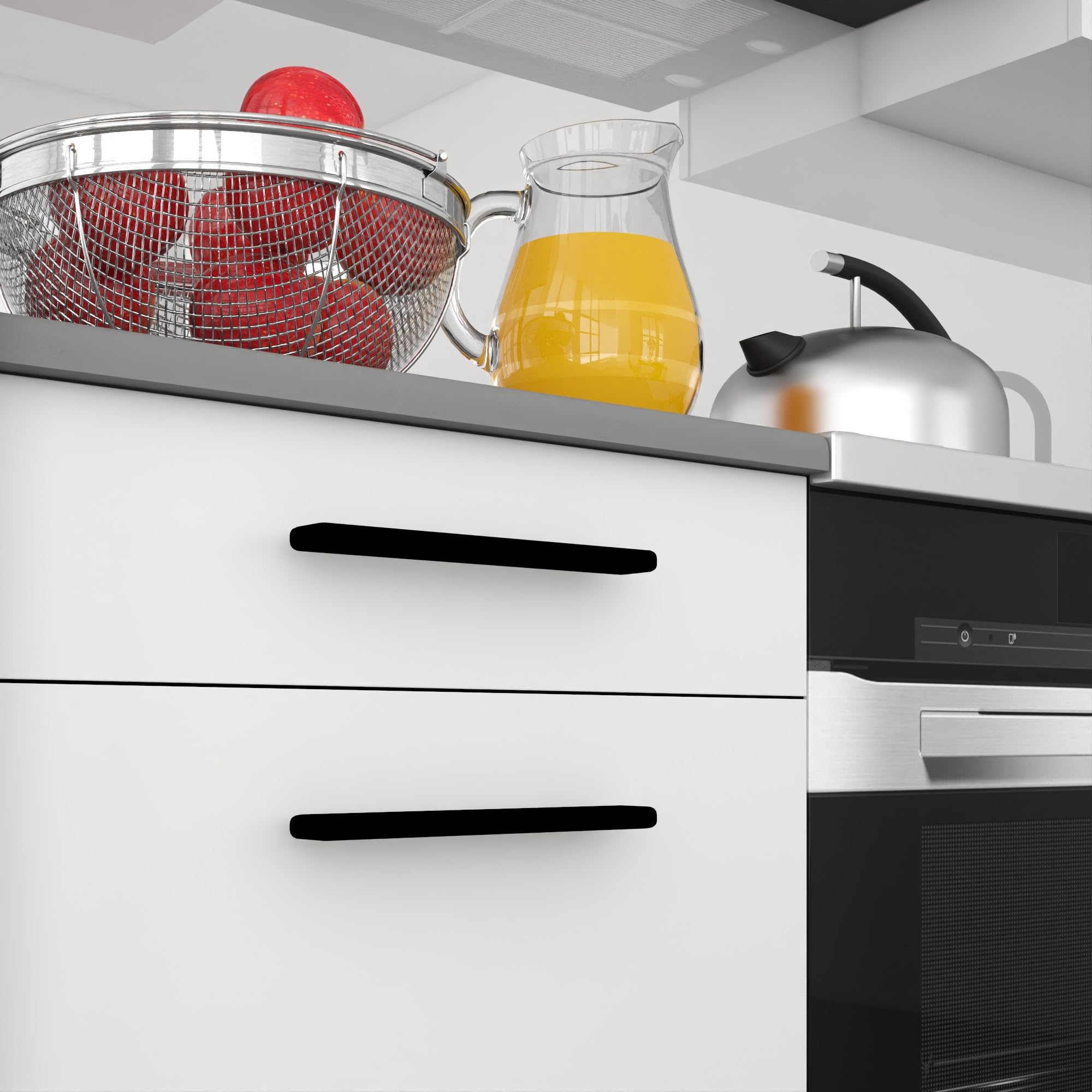 Belini Italia 3 Liniowa szafka kuchenna 320cm Biała Matowa | ECONATURA DECOR Liniowa szafka kuchenna, szafka, bez sprzętu AGD, z blatem roboczym