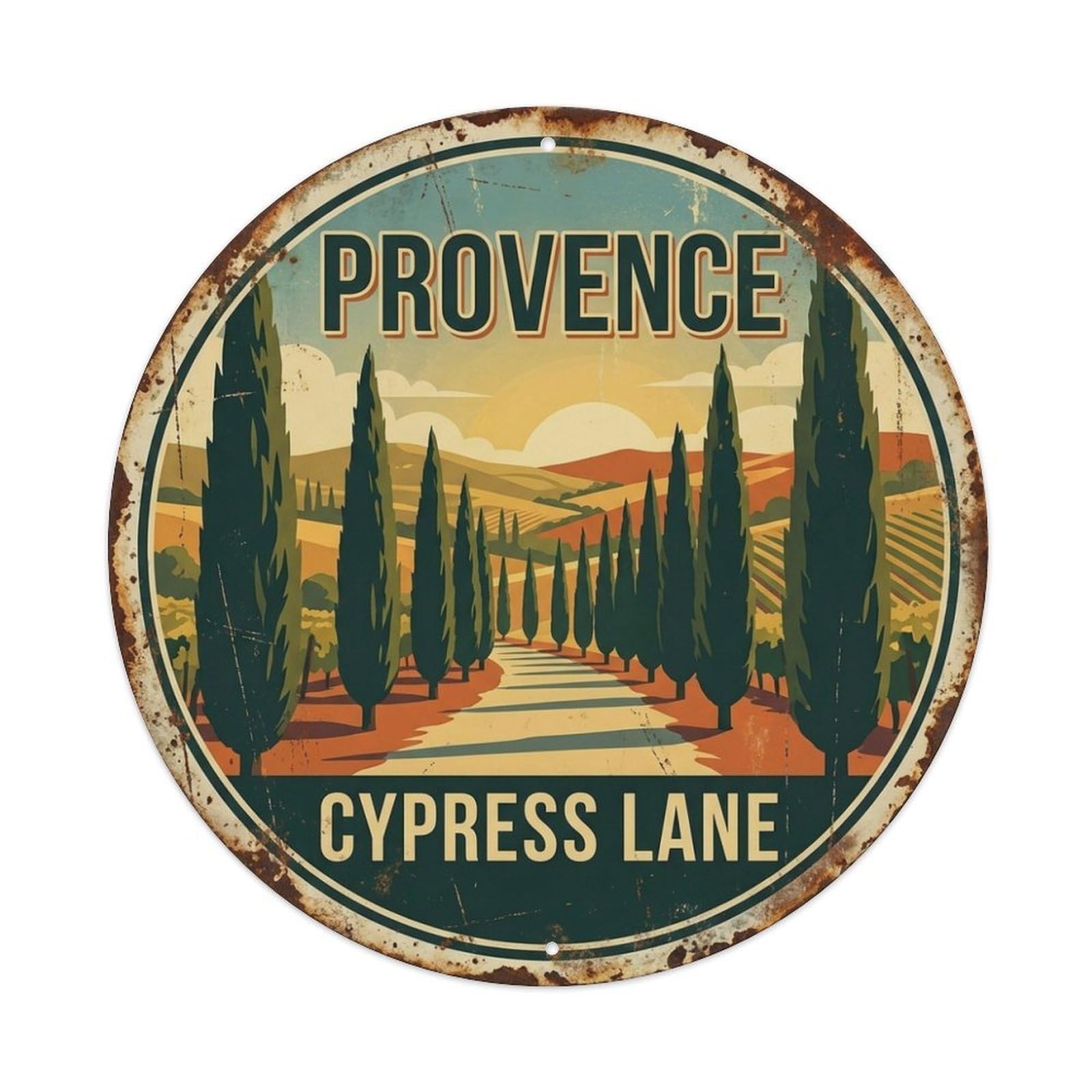 Retro Cypress Lane France Provence Culture Travel Metal Tin Sign