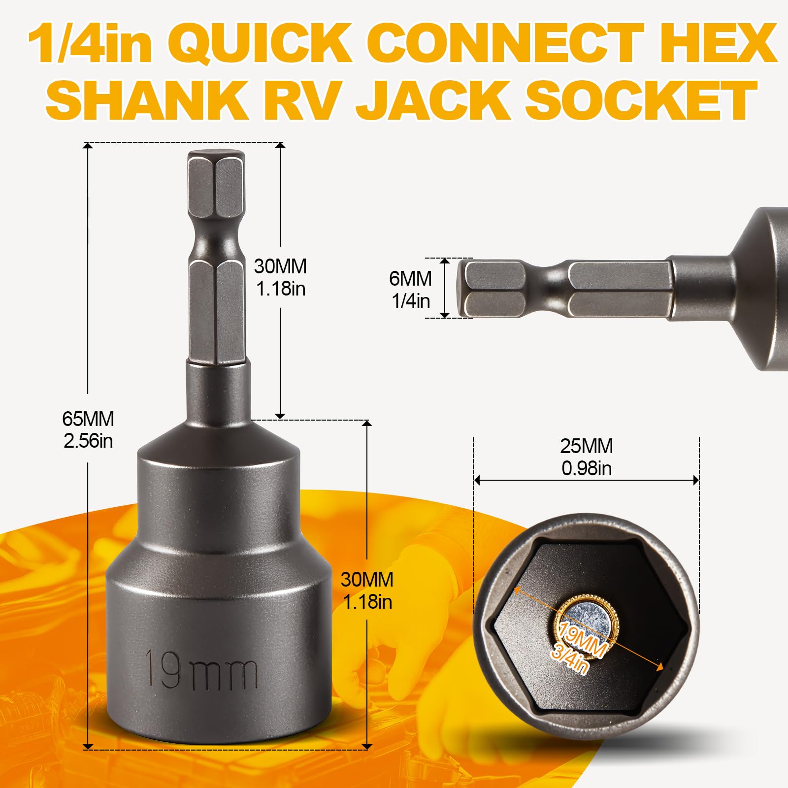 2-Pack RV Leveling Scissor Jack Socket, Drill Adapter for RV Scissor Jacks — Amazon image 2