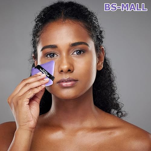 Miniatura 5 de BS-MALL Polvo Puff Triángulo Polvo Puff Lavable Reutilizable Hornear Polvo Suelto Fundación Cosmética Esponja Polvo Mineral Polvo