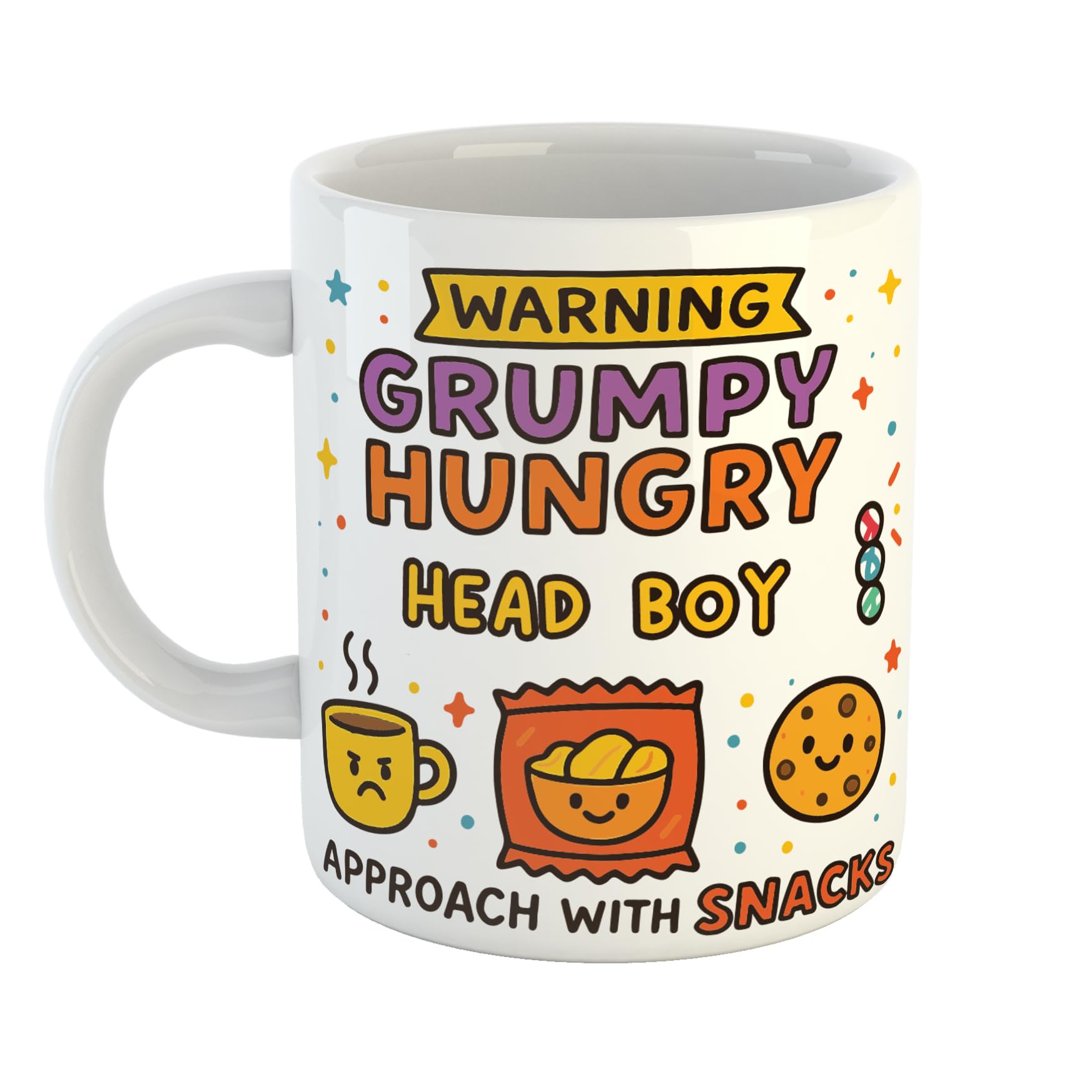 Warning Hungry Grumpy Head Boy Approach with Snacks Funny Gift Mug for Retirement Party, Birthday, Mum, Aunty, Nan Appreciation Gift