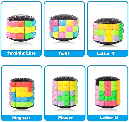 Vista 2 de R.Y.TOYS Juguete para ansiedad, rompecabezas de cubo mágico, rompecabezas de cerebro para adultos, juego de mano inquieto de lógica giratoria