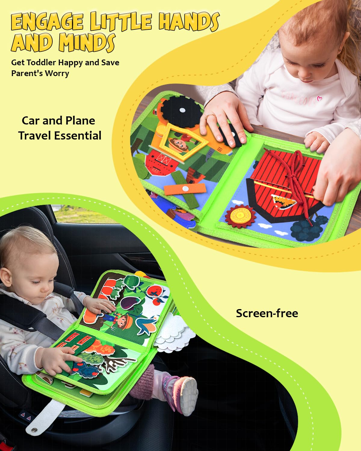 Libro Occupato Montessori Per Bambini 1-3 Anni - Fattoria Busy Board Con 20 Attività - Giocattolo Sensoriale E Prescolare, Regalo Educativo - 2