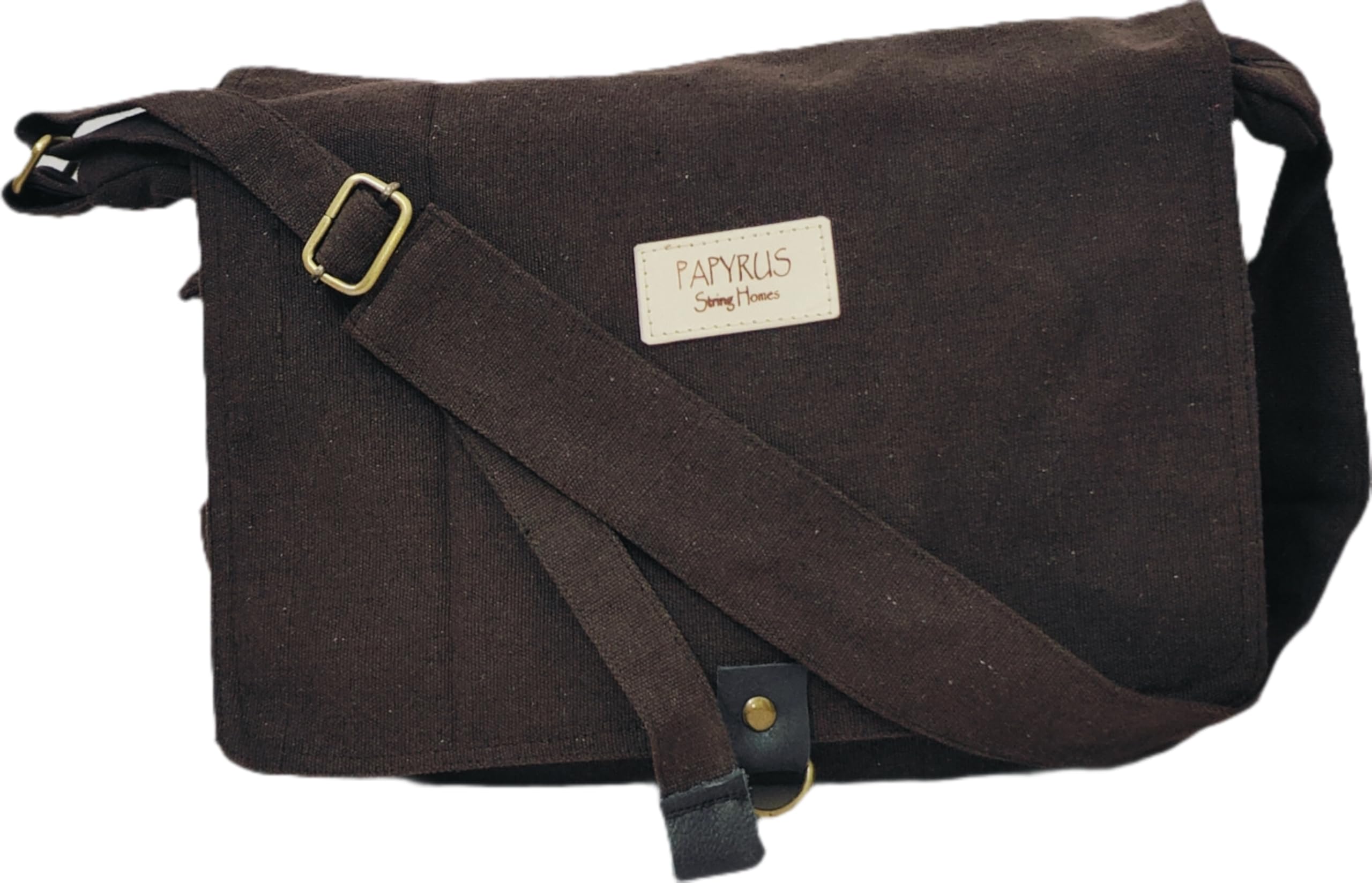PAPYRUS CANVAS MESSENGER BAG/ECO LOVELY/HAND MADE/Unisex/No plastic/Brass zipper/Antique fittings/Highly Durable/Washable/Gentle(Full flap(36x27x12/XL-12L)-image-5