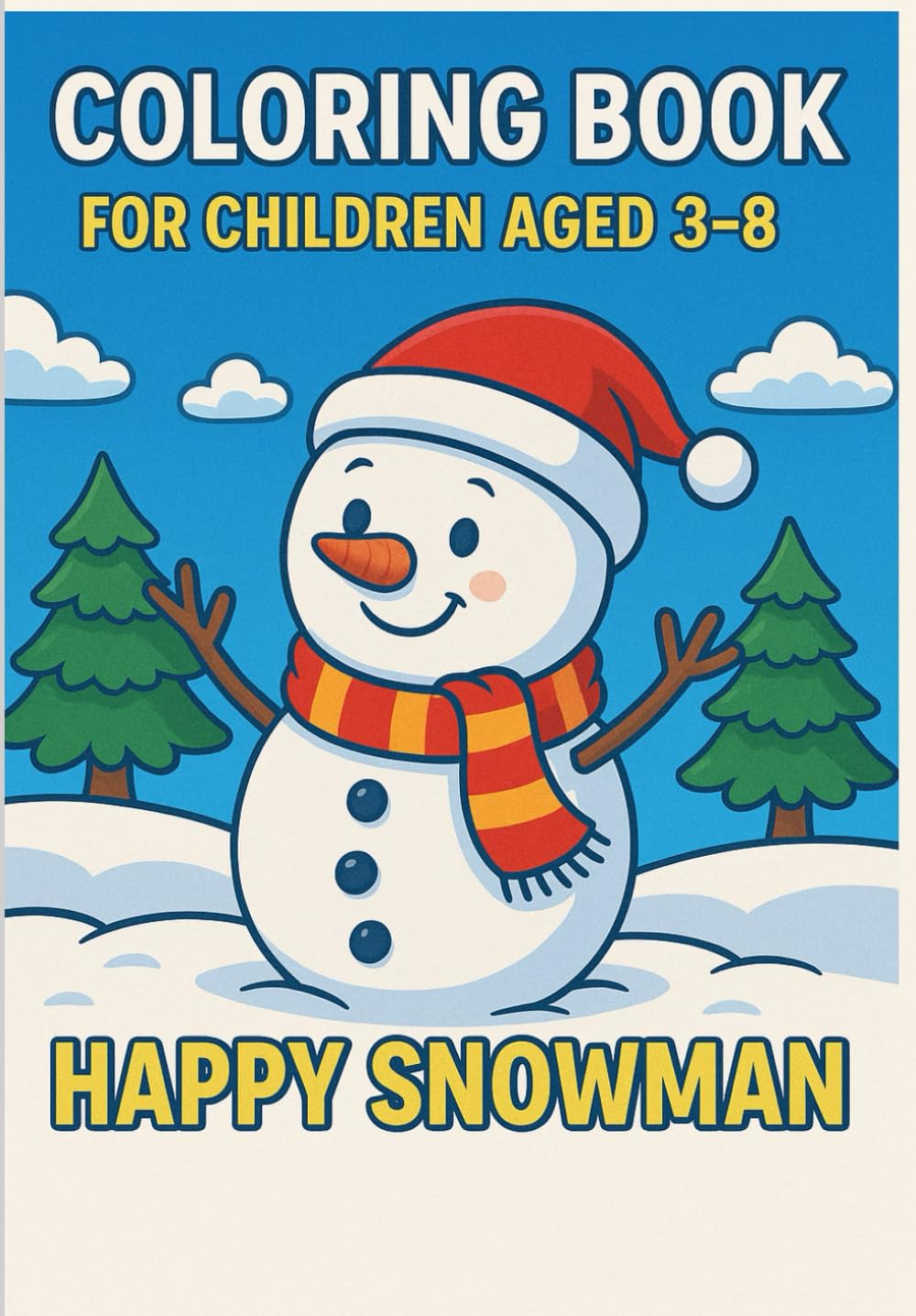 Coloring Book for Children 3-8: Happy Snowman: Magical and Easy Coloring Pages with Princesses, Castles, Dragons, Fairies, and More!
