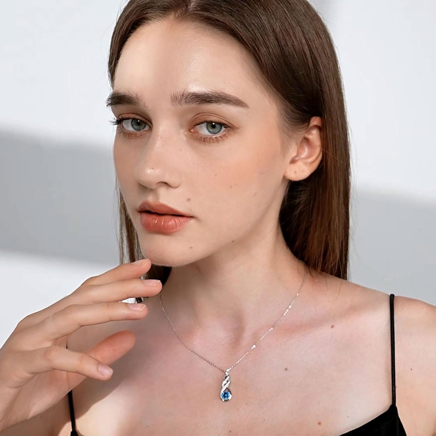 Birthstone Necklaces for Women 925 Sterling Silver Infinity Pendant Created Gemstone Jewelry for Her, 16"+2" - Image 3