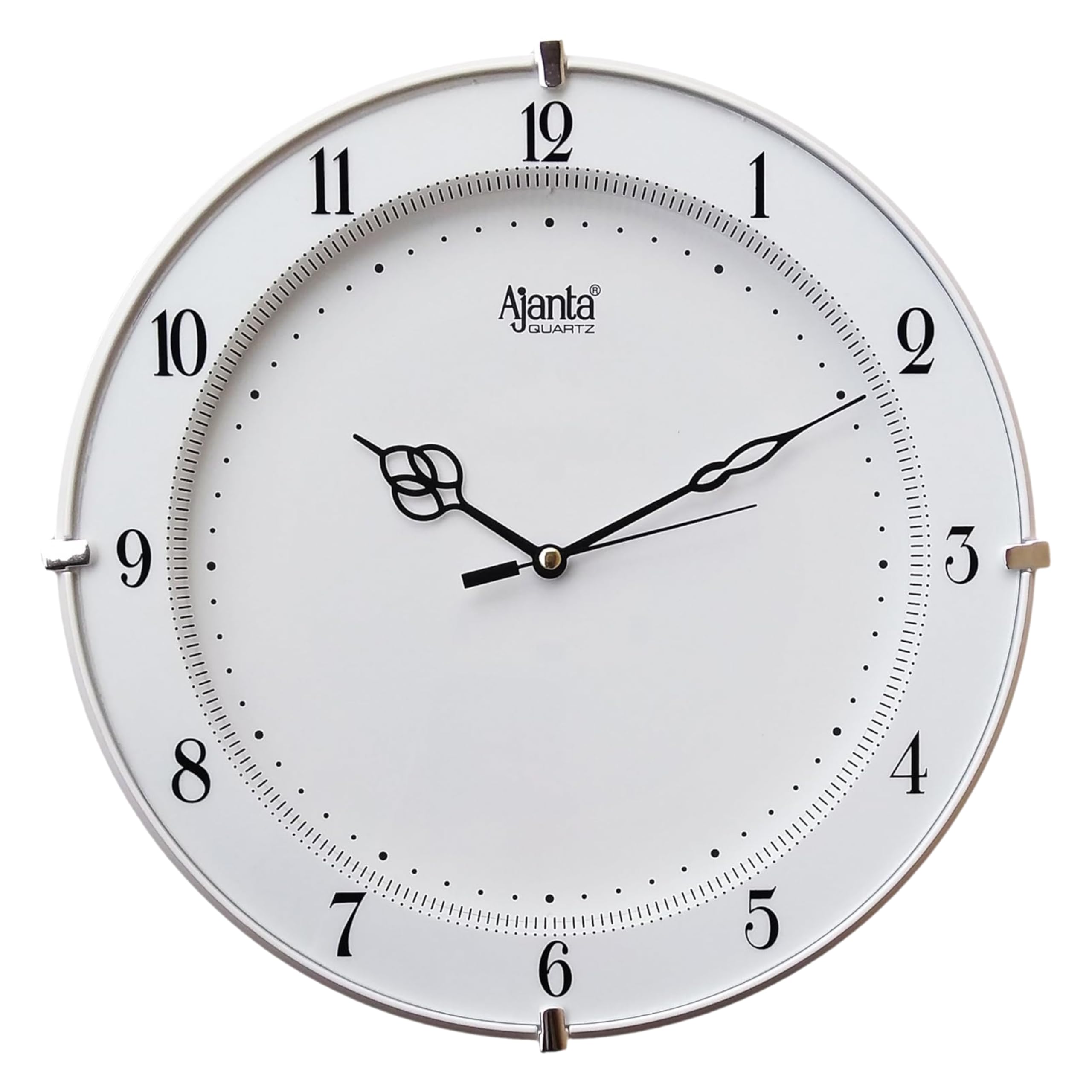 Ajanta 11 Inches Wall Clock for Home/Offces/Bedroom/Living Room/Kitchen (Step Movement, White)