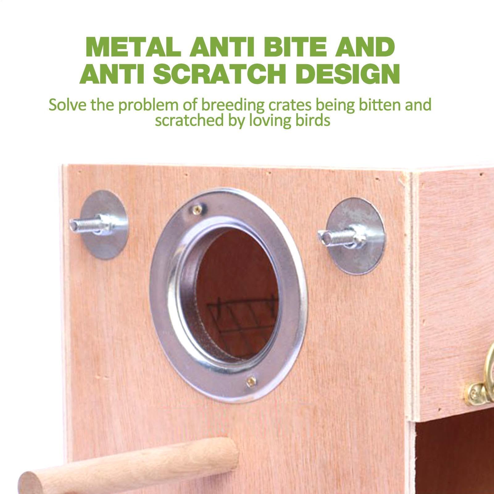 Caja nido para periquitos, caja de cría de aves de madera natural con perca, ideal para tortolitos, cacatúas, palomas y loros