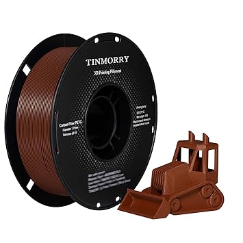 Carbon Fiber PETG Filament 1.75mm, TINMORRY PETG-CF 3D Printer Filament, Compatible with Bambu FDM 3D Printer, 1 KG 1 Spool, Dark Brick-red