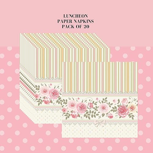 Miniatura 43 de Servilletas de papel de 20 unidades de 13 x 13 pulgadas, 3 capas con patrones estampados de rosas, servilletas de cóctel para arte, cena y fiesta