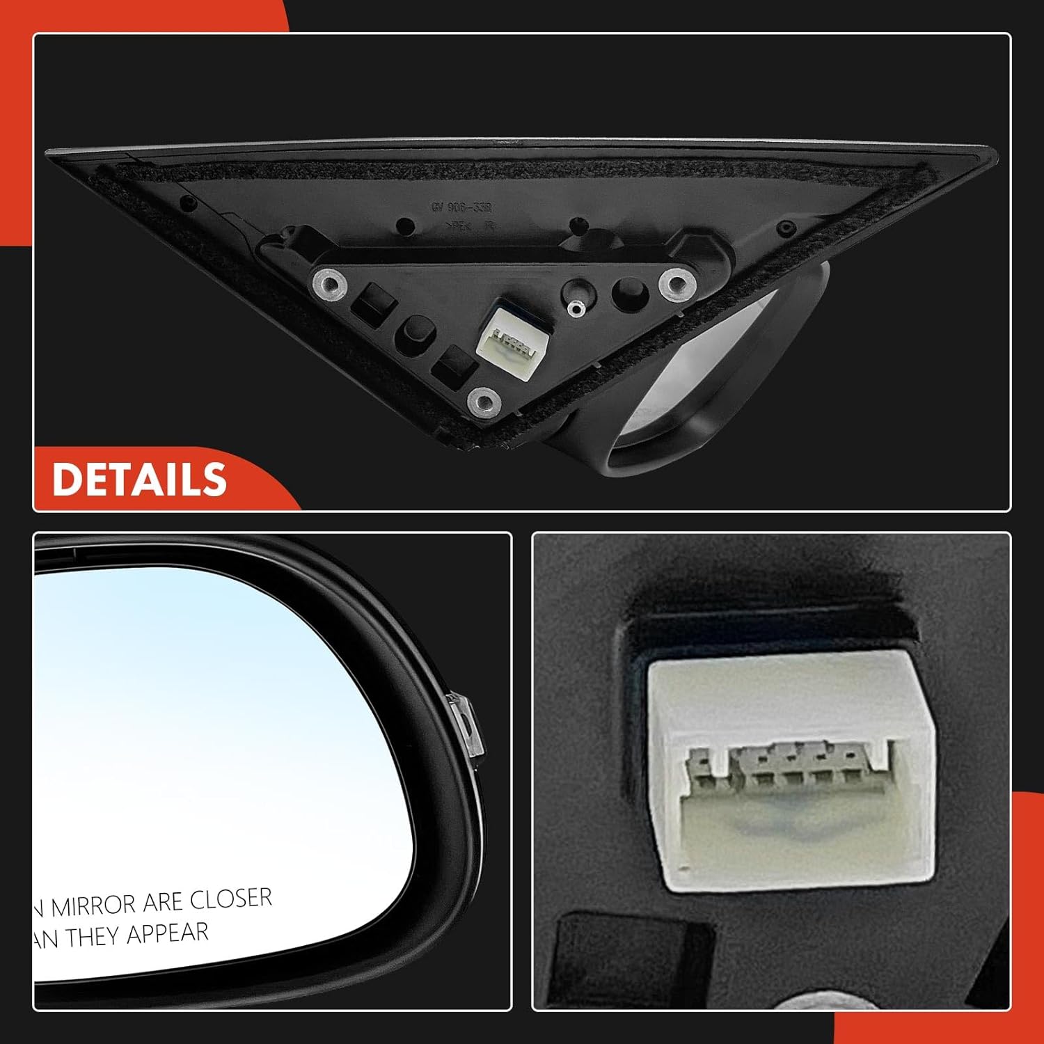 A-Premium Passenger Side Power Door Mirror - Compatible with Kia Soul 2014-2019 - Heated Manual Folding w/Turn Signal Black Texture Outside Rear View Mirror - Replace# 87620B2550