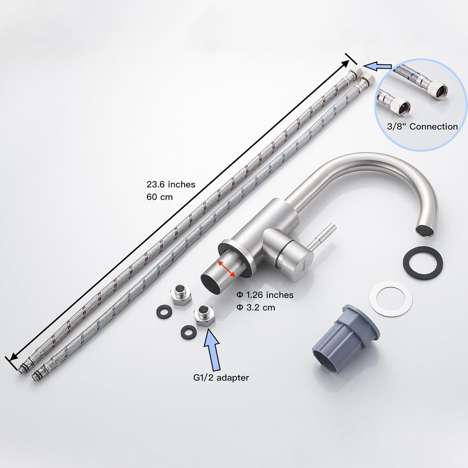 Wet Bar Sink Faucet Single Hole, Brushed Nickel Single Handle Faucet for Kitchen or Bathroom Sink, Modern Stainless Steel Prep Sink Faucet Commercial rv Sink Faucet Laundry Sink Faucet - Image 6