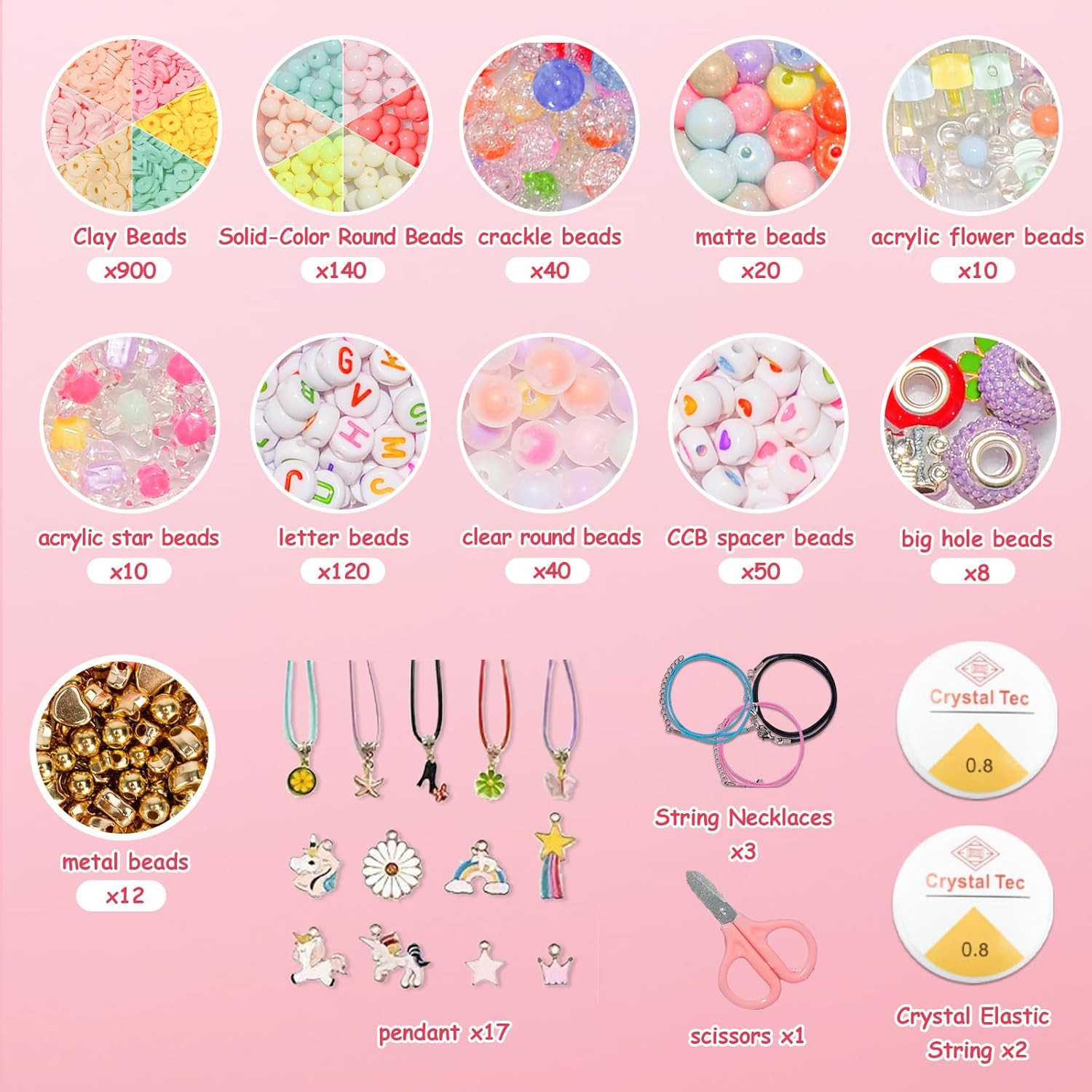 Accevo Unicorn Gifts for Girls, Bracelet Making Kit, 1370PCS Charm Jewelry Making Kit, Gifts for Teenage Girls Toys Age 5 6 7 8 9 10, DIY Arts and Crafts for Kids, Girl Birthday Christmas Presents - Image 3