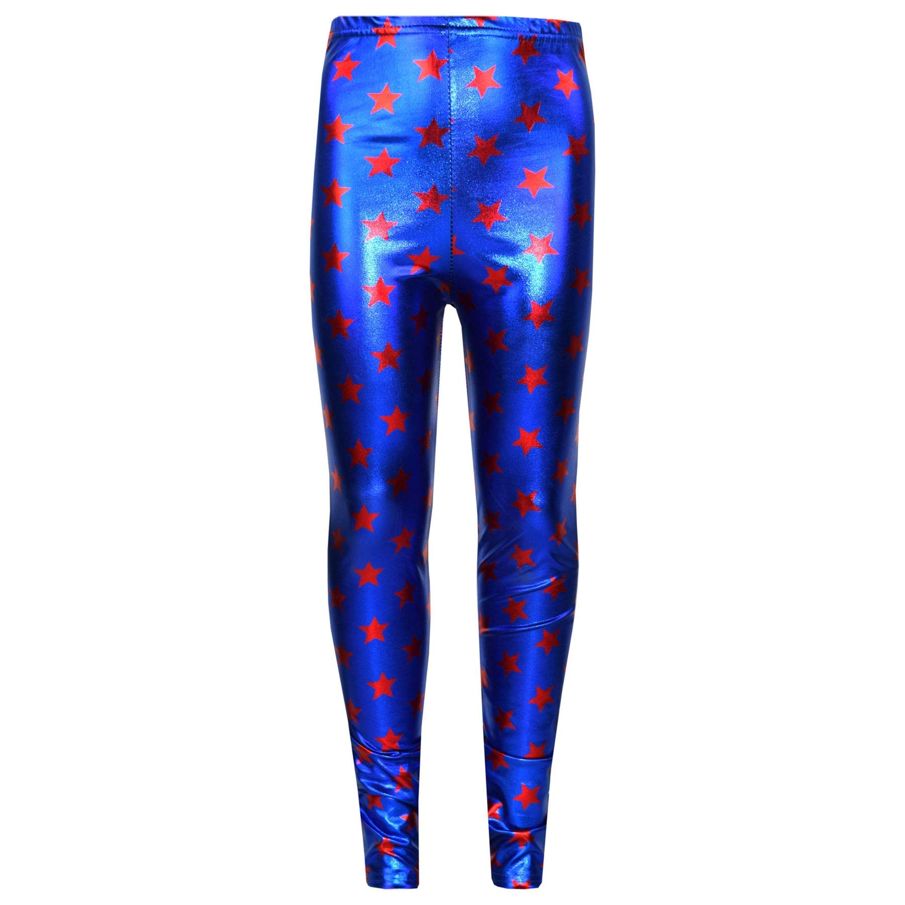 A2z 4 Kids Girls Red Stars Leggings Metallic Shiny Disco Fashion - Metalic Legging 11-12
