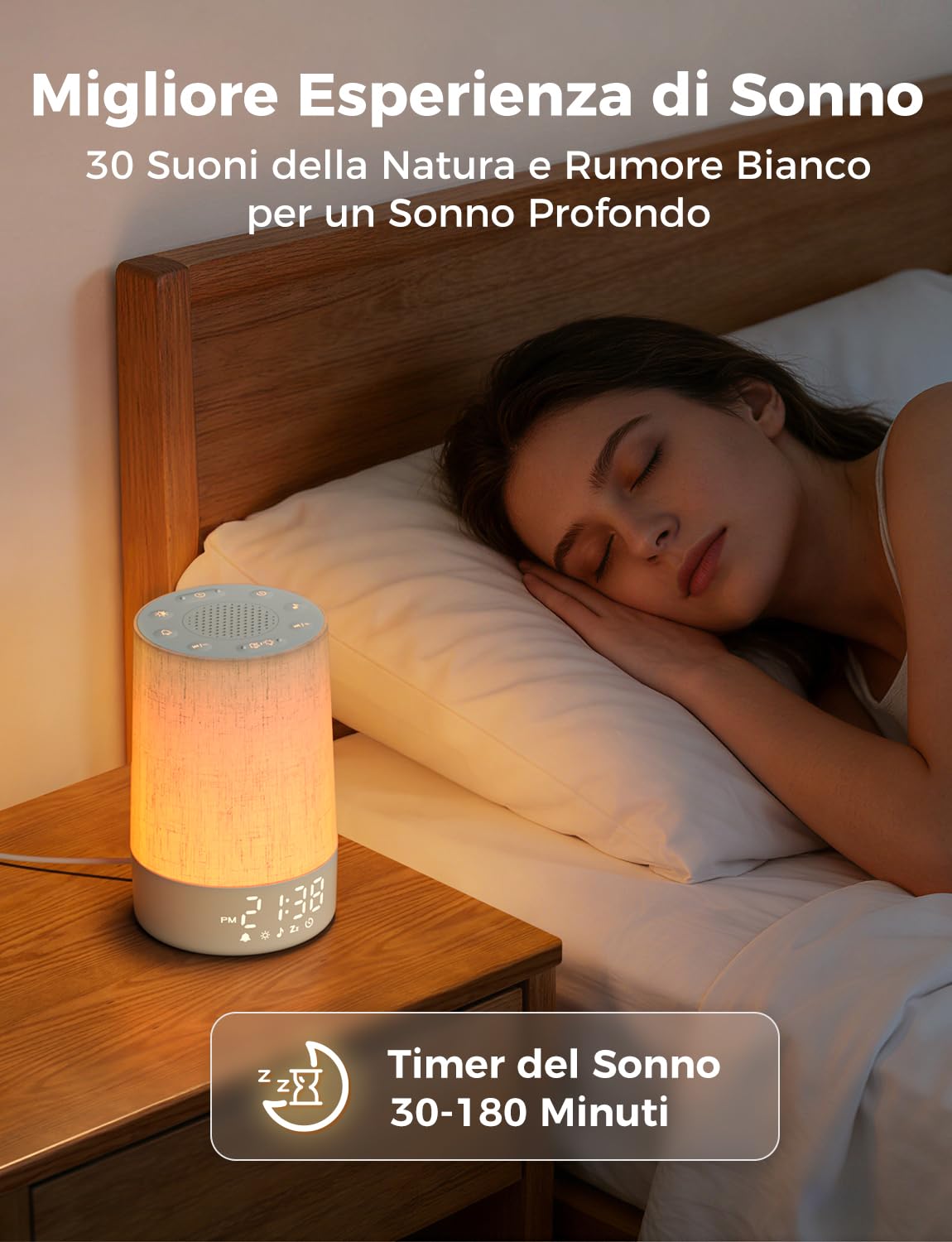 LIORQUE Sveglia Luminosa, 30 Suoni Rilassanti, Rumore Bianco, 10 Livelli
