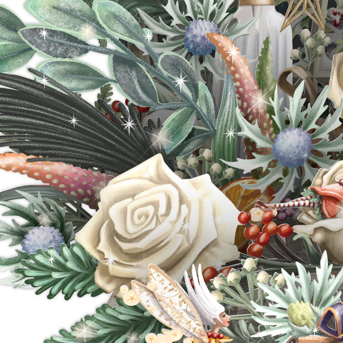 Paper D'Art Christmas Floral - 3D Pop Up Christmas Greeting Card, XTW023, Blue, Multi, Red, White, Multicolor, 210 x 290 mm - Image 4