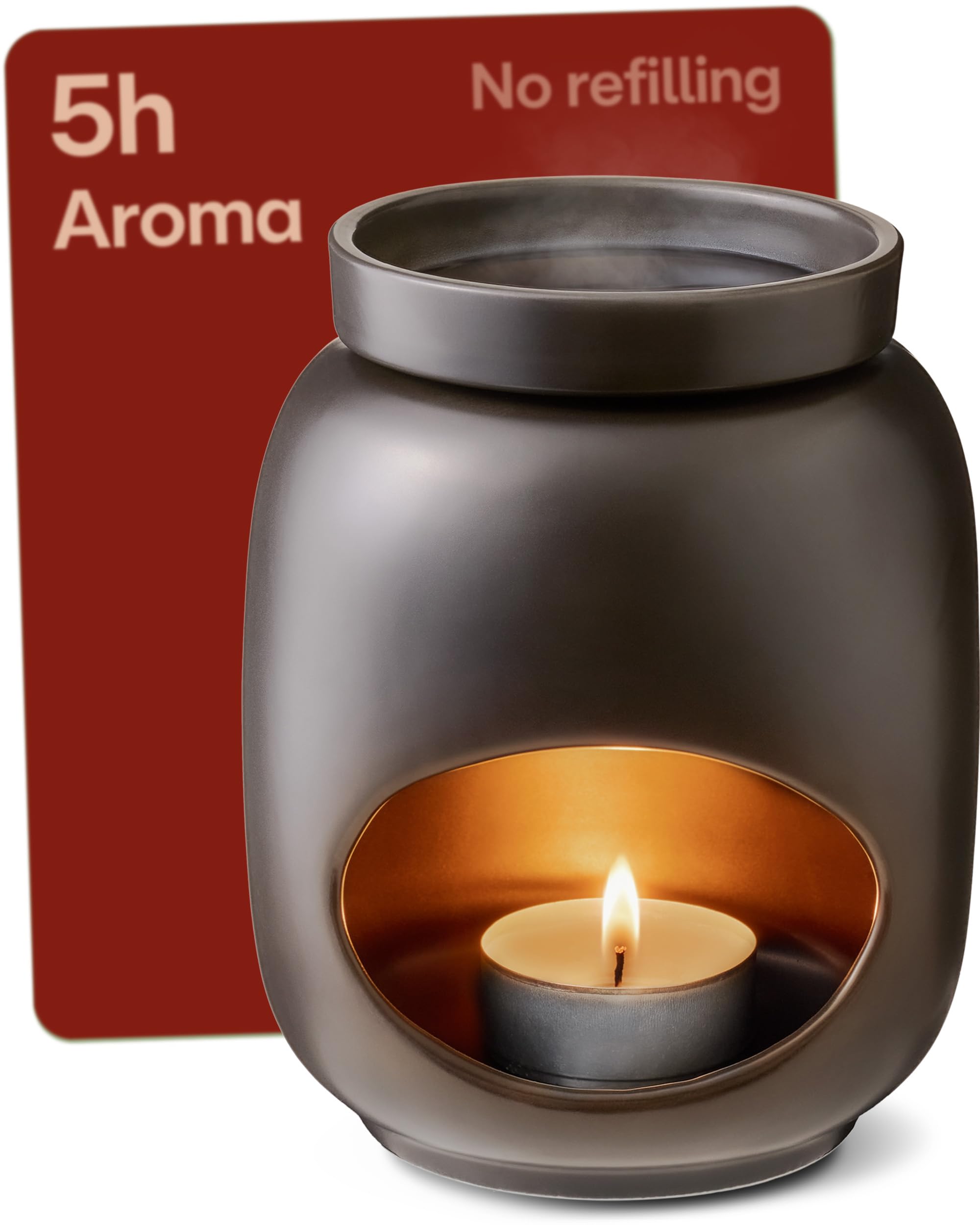 Praknu Essential Oil Burner Ceramic 75 ml – Gentle Evaporation for Essential Oils & Scented Wax – Long Lasting Fragrance – Black