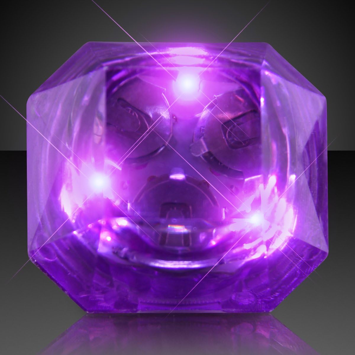 FlashingBlinkyLights Purple Huge Gem Light Up LED Rings (Set of 24)