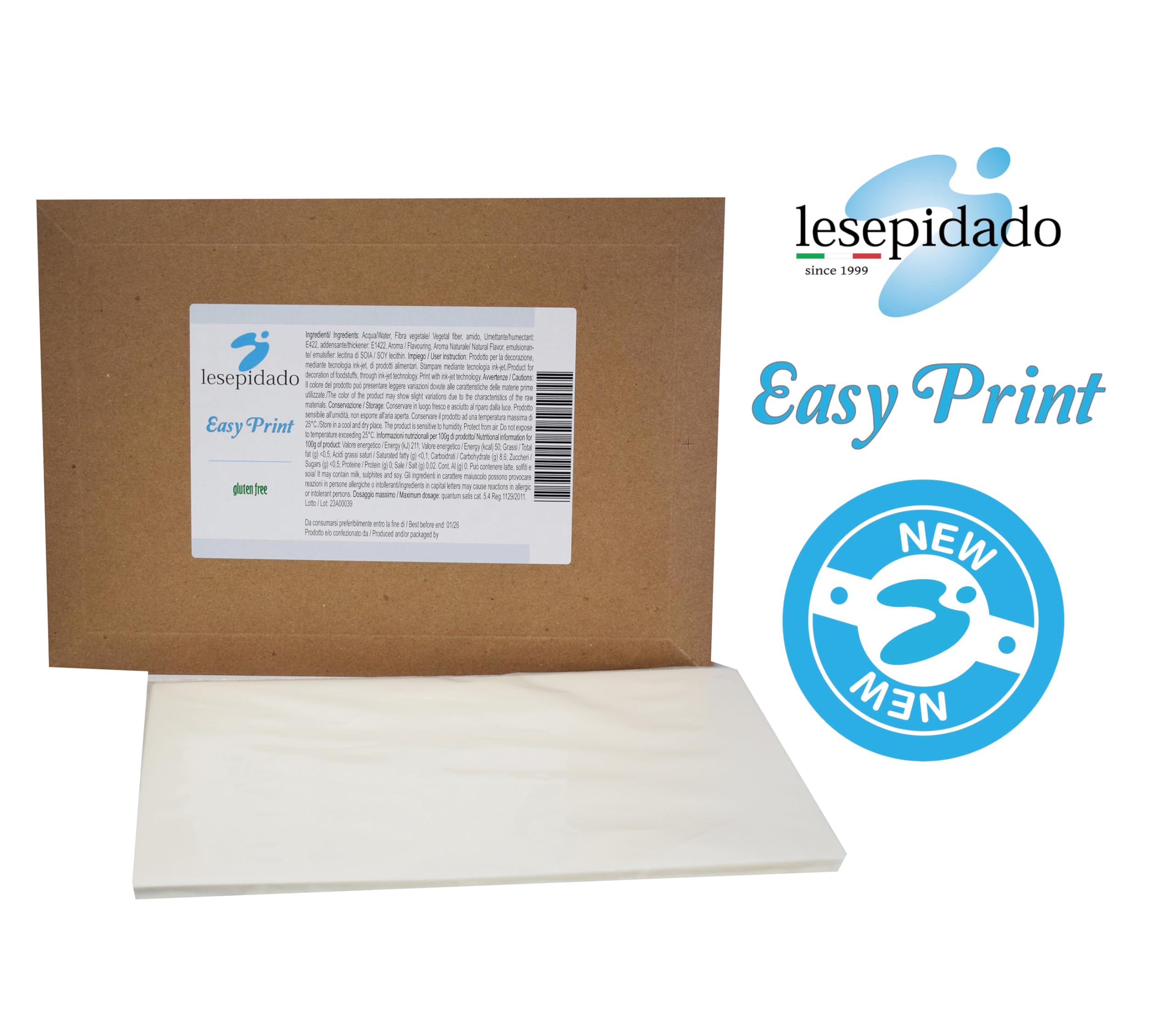 Stampante Zuccherina A4, A3. Cartucce con colori alimentari, con 5 fogli edibili Easyprint. Stampa in qualità fotografica, compatta e leggera