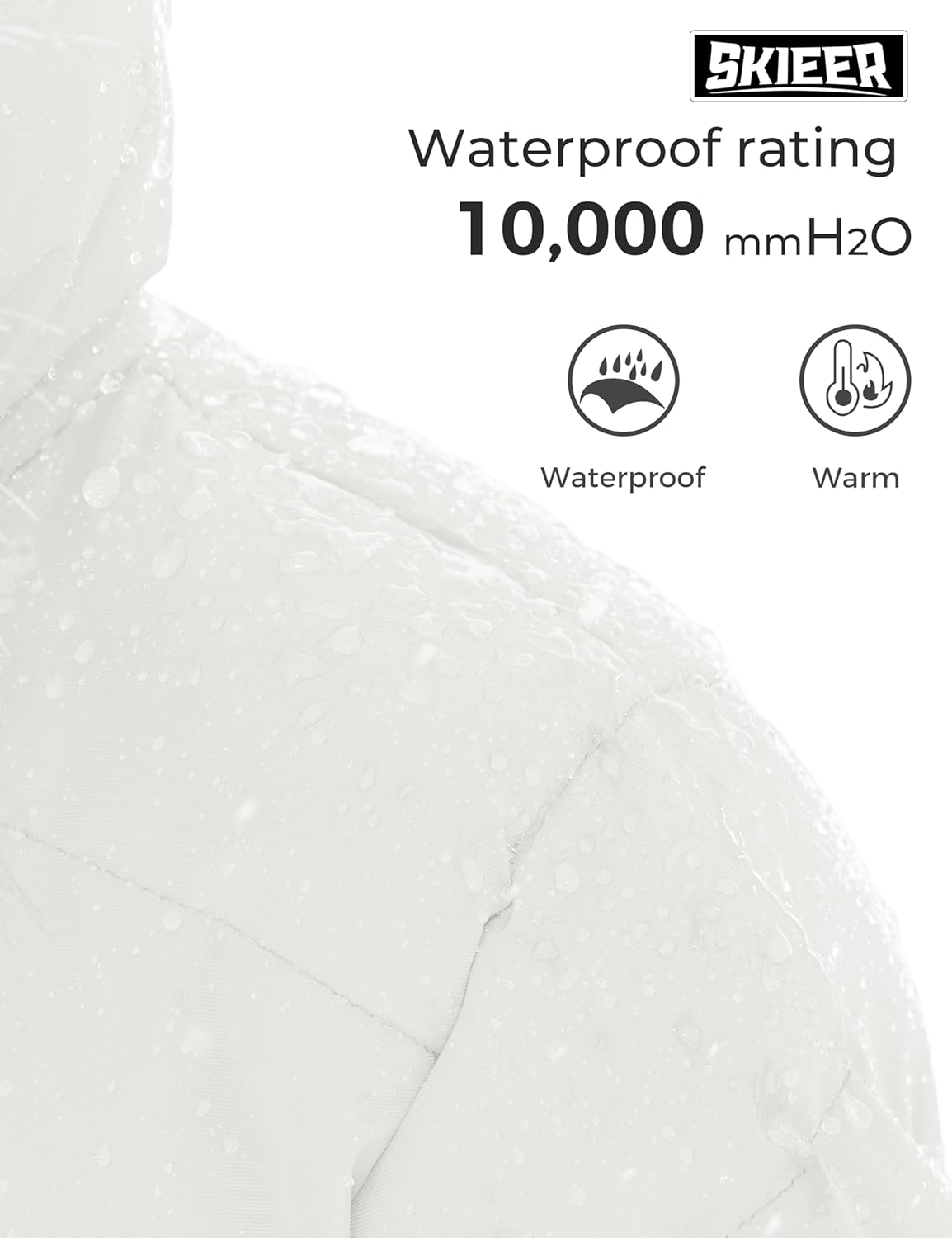 Skieer Men's Hooded Puffer Jacket Outdoor Waterproof Winter Coat Warm Parka with Detachable Hood - Image 4