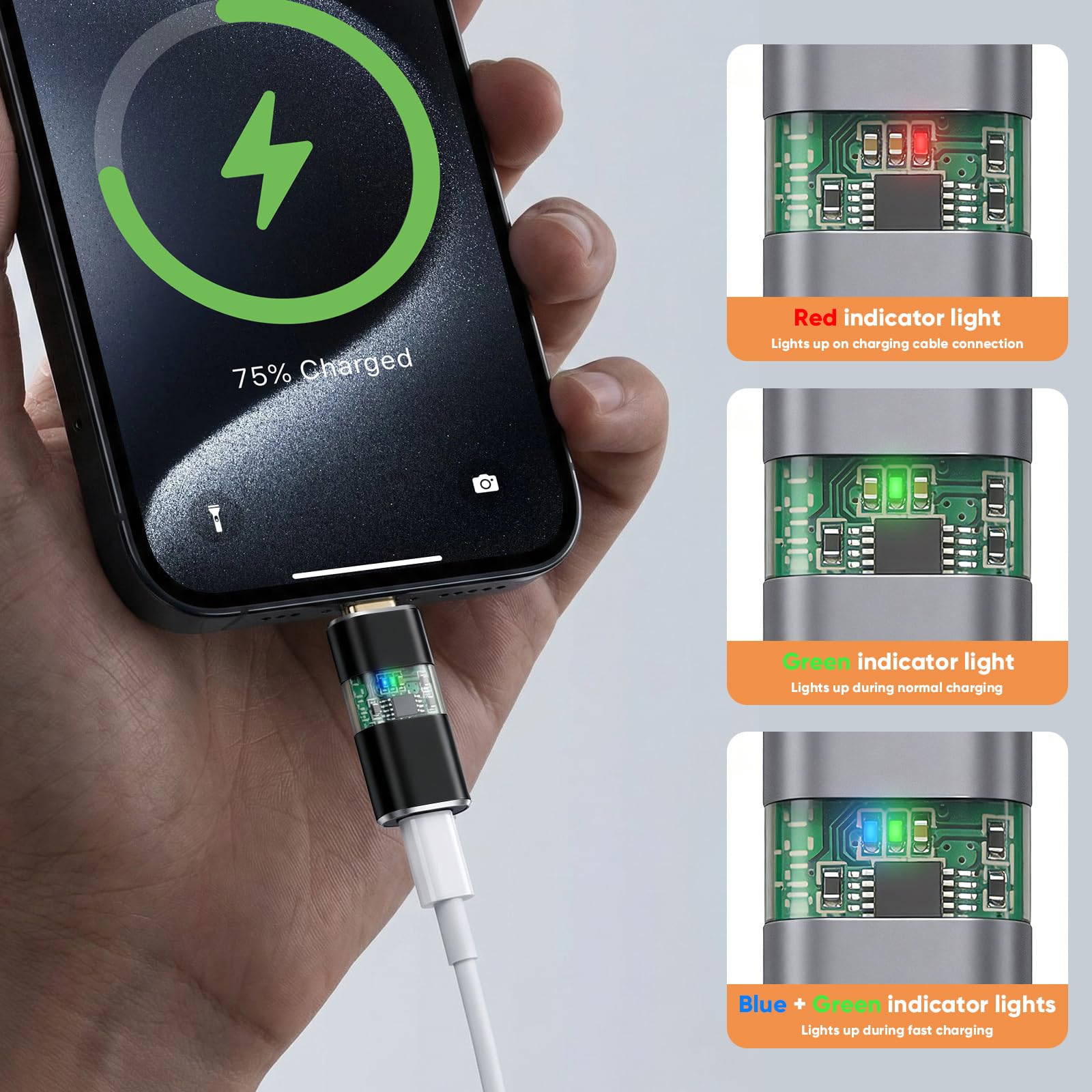 Adapter Lighting na wtyczkę USB-C (2 szt.), obsługuje ładowanie i synchronizację danych do iPhone 17/16/15, iPad Pro/Air, nie pasuje do audio/OTG (czarny)