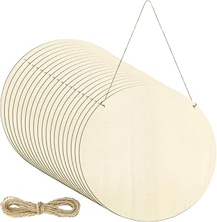 20 Pcs Wood Circles Board 12 Inch Unfinished Blank Wooden Door Hanger Sign Rounds Particle Board for DIY Crafts Painting Staining Coasters Making Decor Home Door Design Decorations Wood Burning