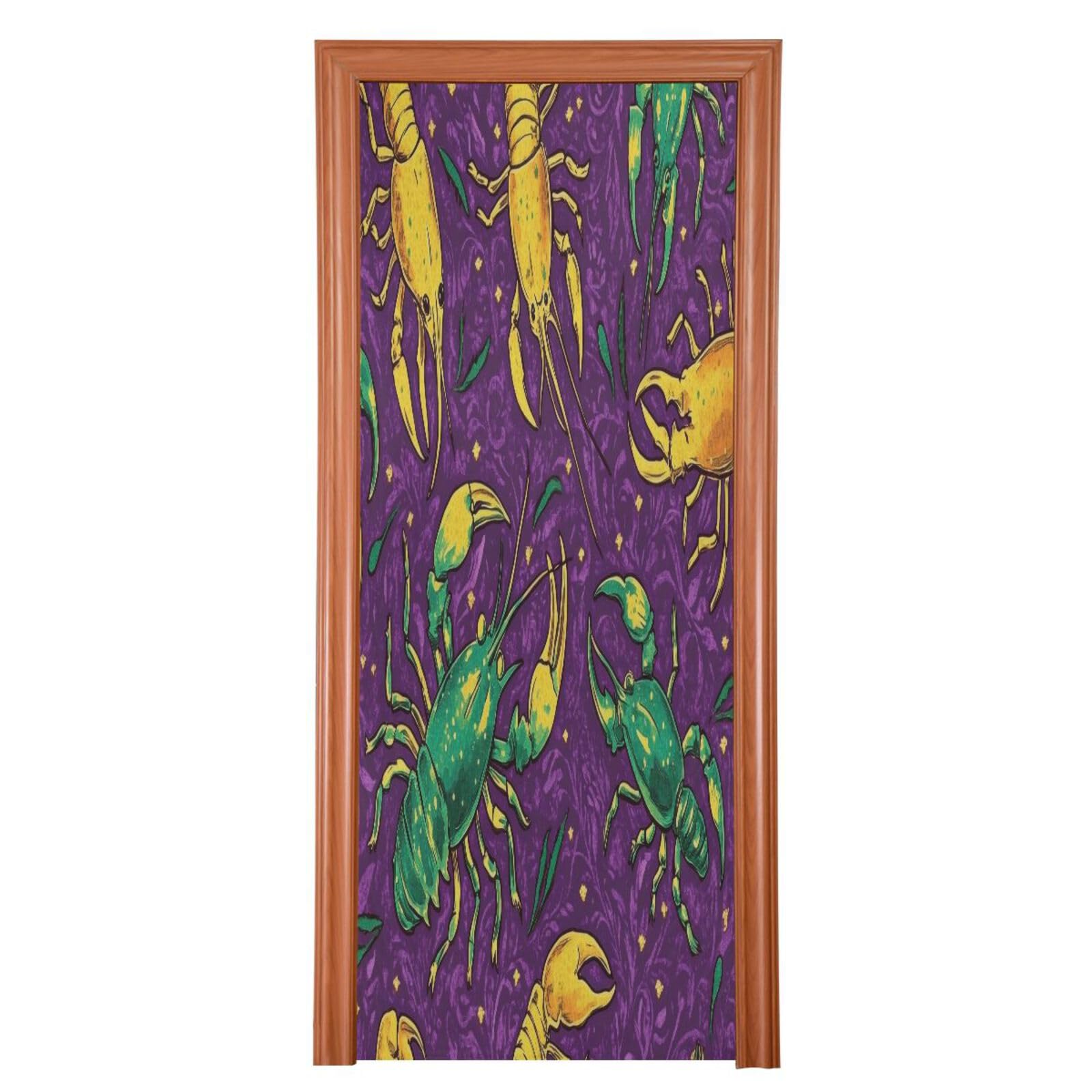 FLildon Mardi Gras Theme Prawn Pattern Door Cover Decoration, Party Accessory Porch Decor for Festive Ornament Room Door Covers 36 x 98 Inch
