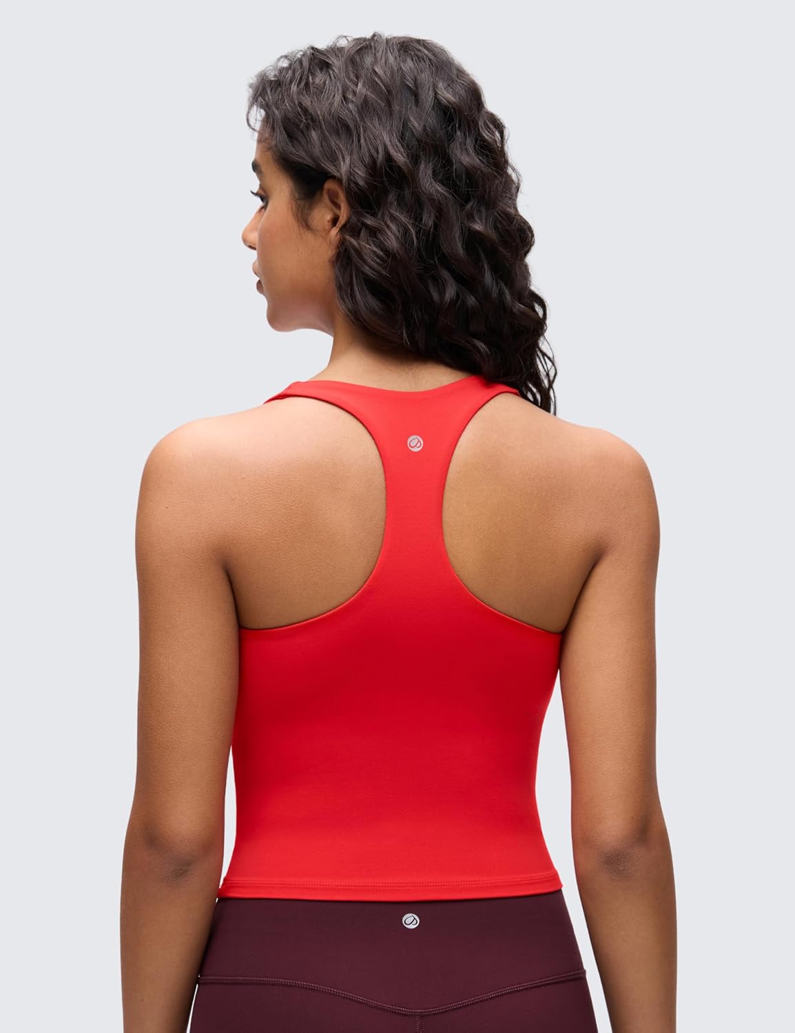 CRZ YOGA Butterluxe V Neck Crop Tank Tops for Women - Racerback Wireless Padded Yoga Longline Sports Bra