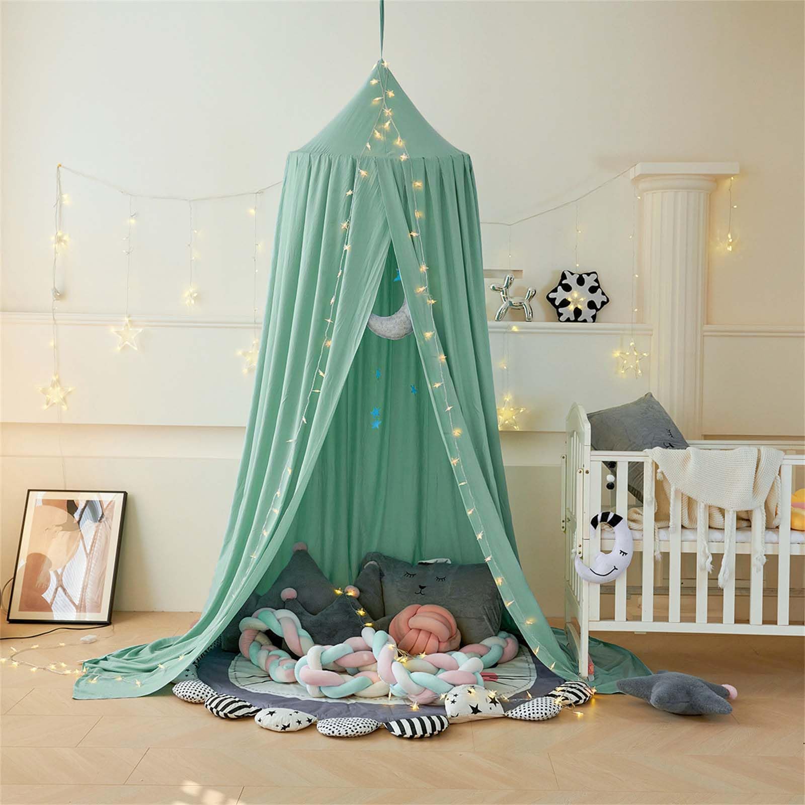 Dosel de cama para bebé, mosquitera para niños, dosel de encaje, cortina de cama con dosel para niñas, cama con dosel para juegos, lectura, dormitorio, vestidor (verde)