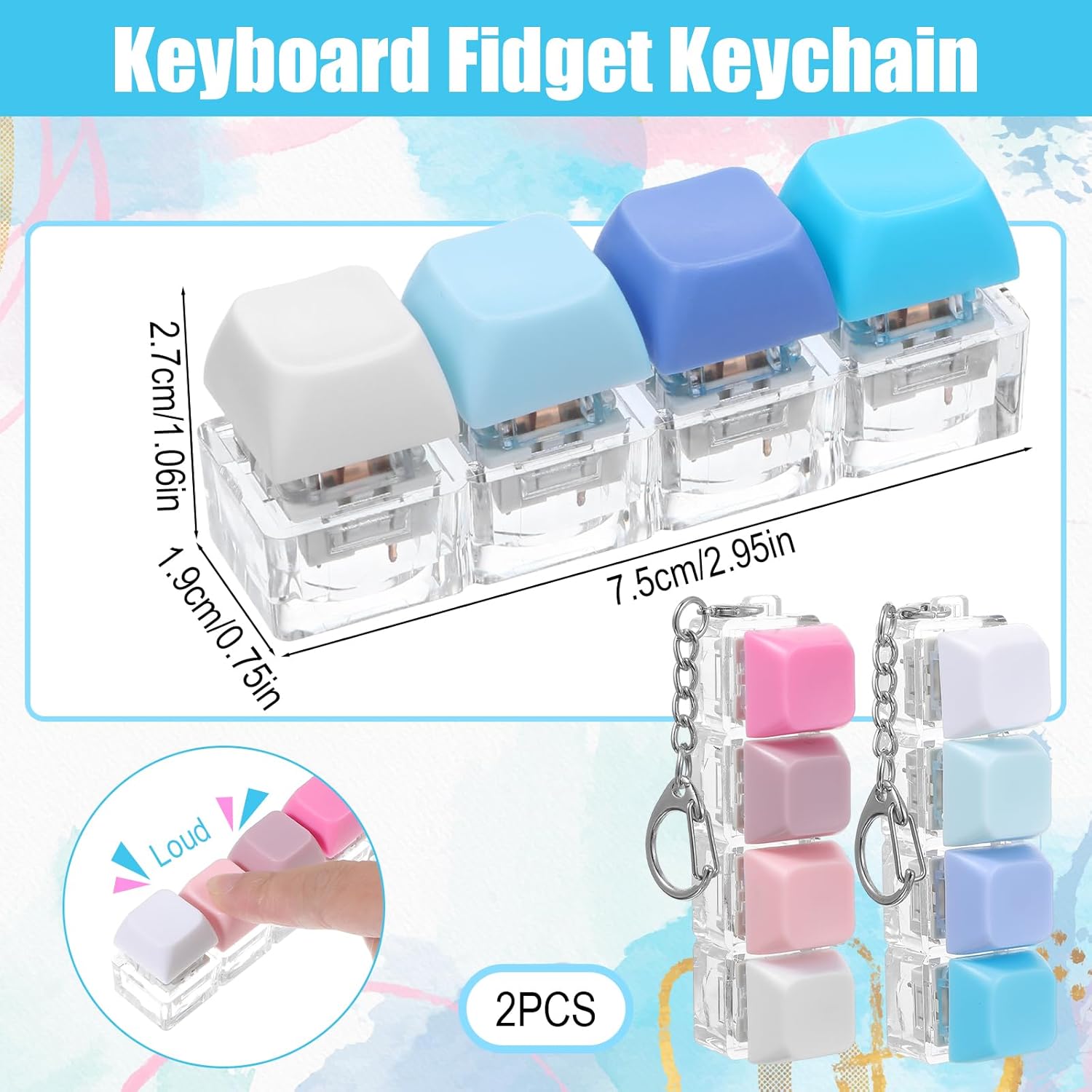 Yuanchu 2 Pcs Keyboard Fidget Toys, Crisp Sound Keyboard Clicker for Adults Sensory Stress Relief for Anxiety Autism Portable Office Desk Fidget Toy