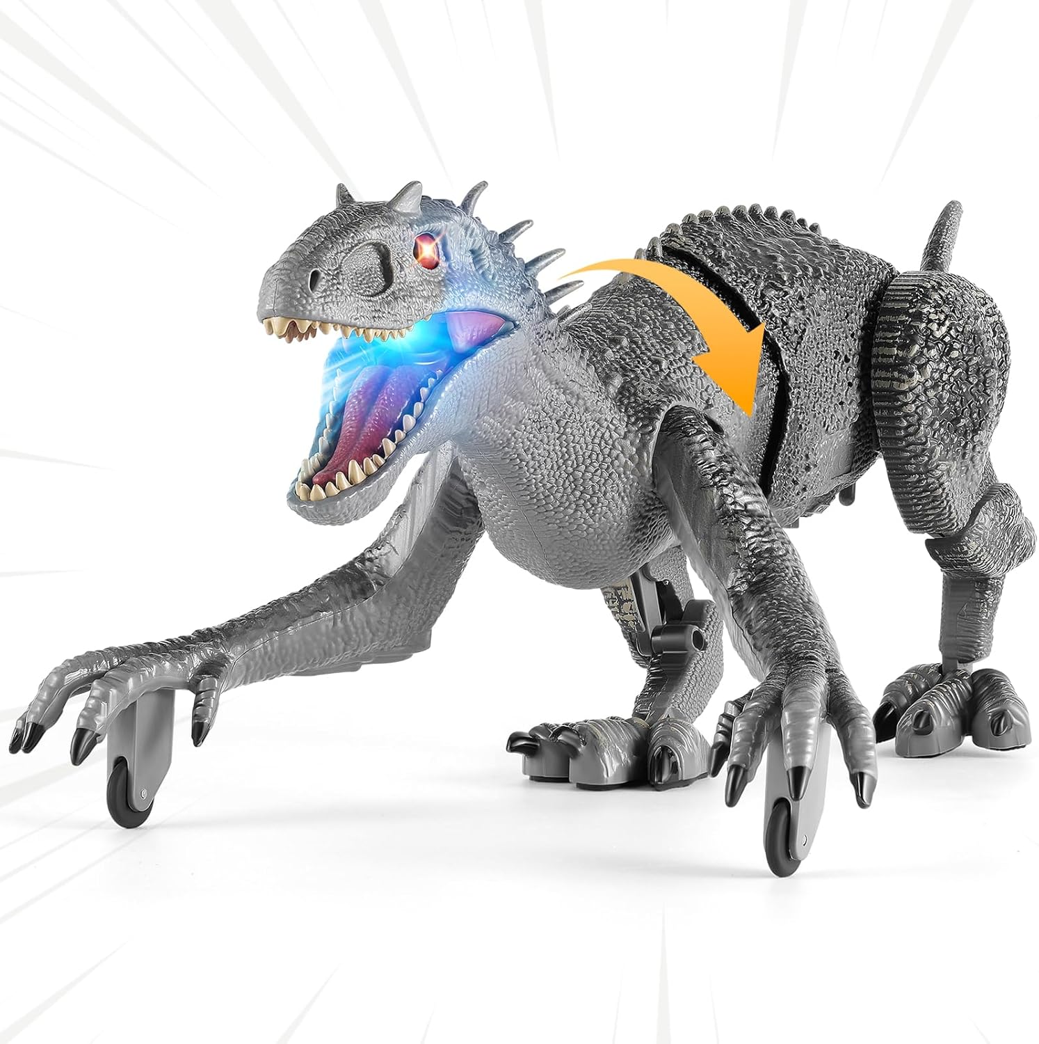 Dinosaur Toys for Kids, 2.4GHz Remote Control Dinosaur with Walking, Swingable Body, Realistic Sounds, Demo Mode, Rechargeable Jurassic Toys for 3-5, 5-7, 8-12, Birthdays, Parties, Christmas Day