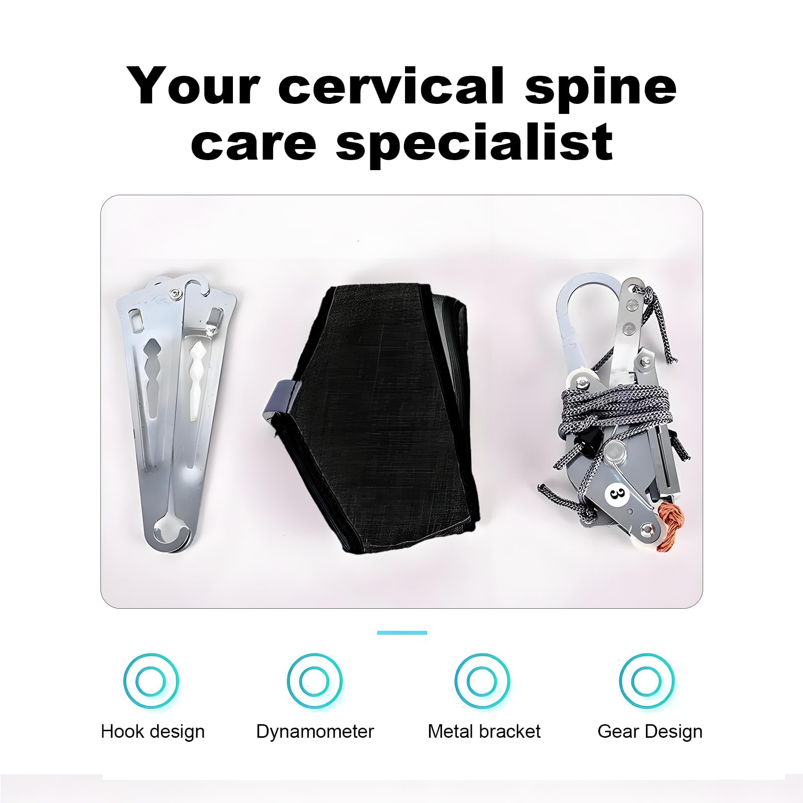 Dispositivo di trazione cervicale professionale con dinamometro, regolabile, sistema di bloccaggio automatico (senza pesi), allevia il dolore, portatile, per uso domestico e in viaggio