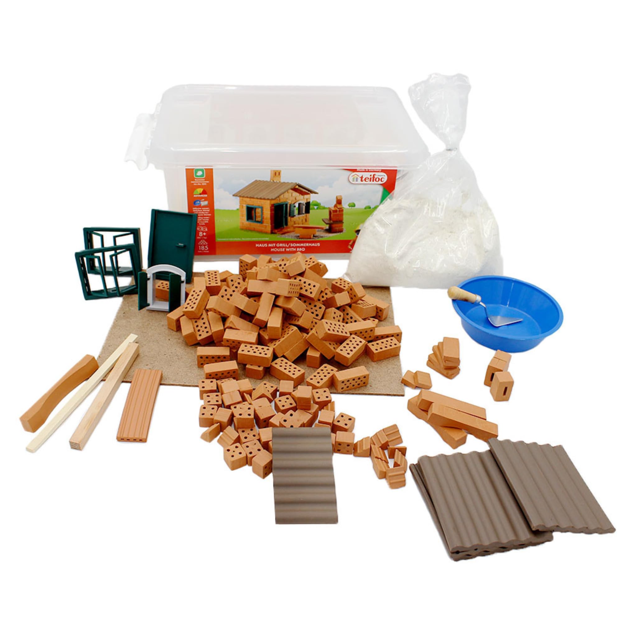 Building set - house with bbq - 185 pieces, Multicoloured