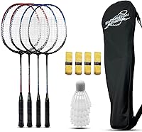 Magicorange 4-Pack Aluminum Badminton Rackets Set with Shuttlecocks, Grips & Carry Bag - Ideal for Backyard Family Games
