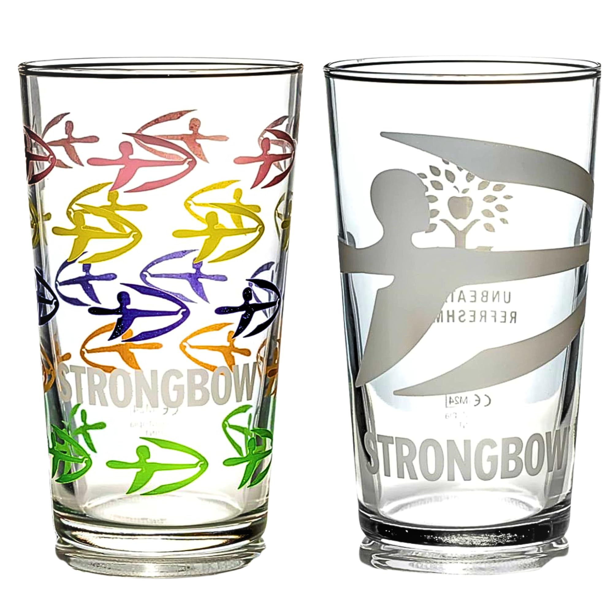 Strongbow Cider Pint Glass X2 Glasses 2 Different Designs | 56cl Glasses | Mancave Lager Beers Roxley