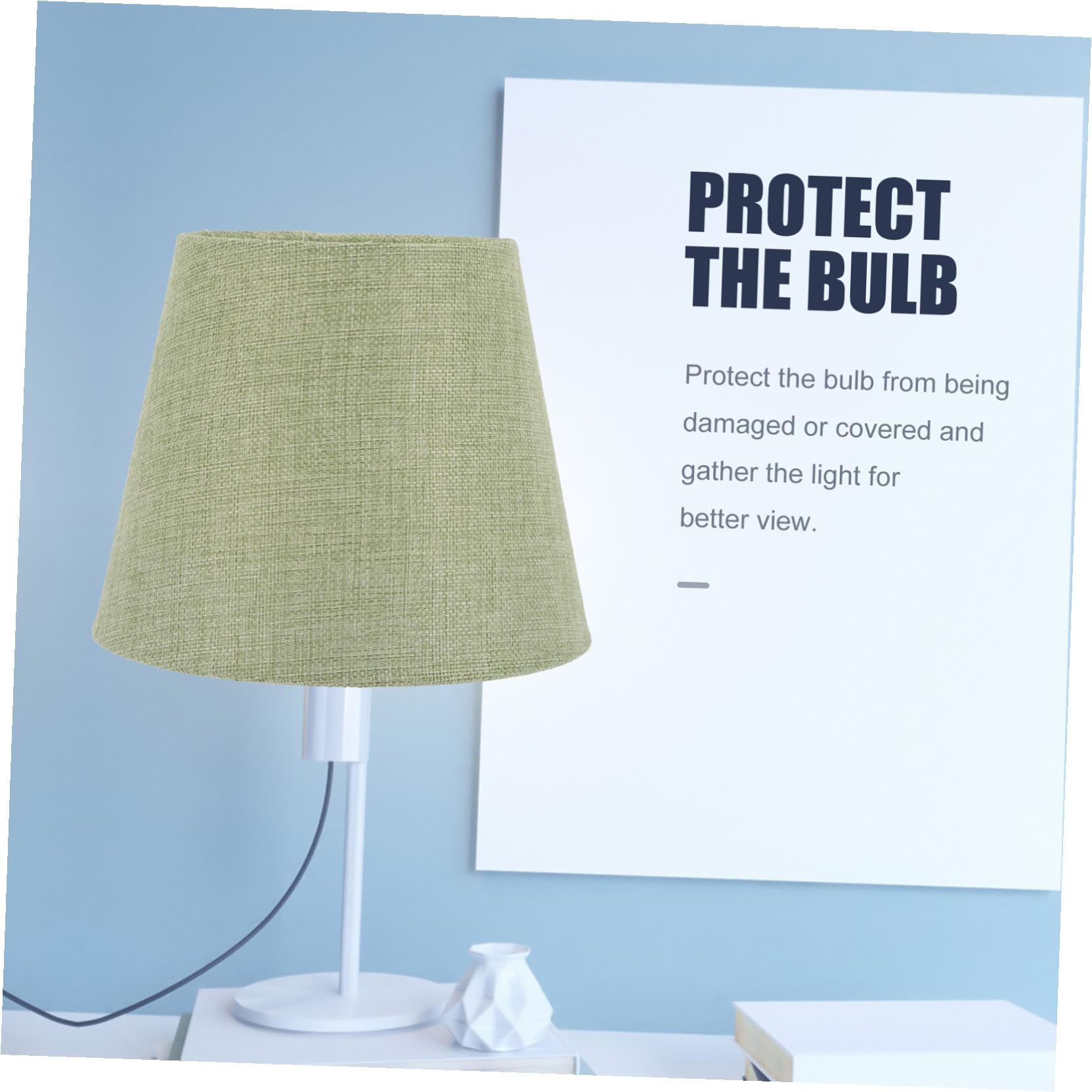 jojofuny Pantalla de Lámpara para Mesa de Noche de Tejido Verde Estructura de Hierro, Plegable y Compacta, Diseño Moderno para Oficina y Hogar E14