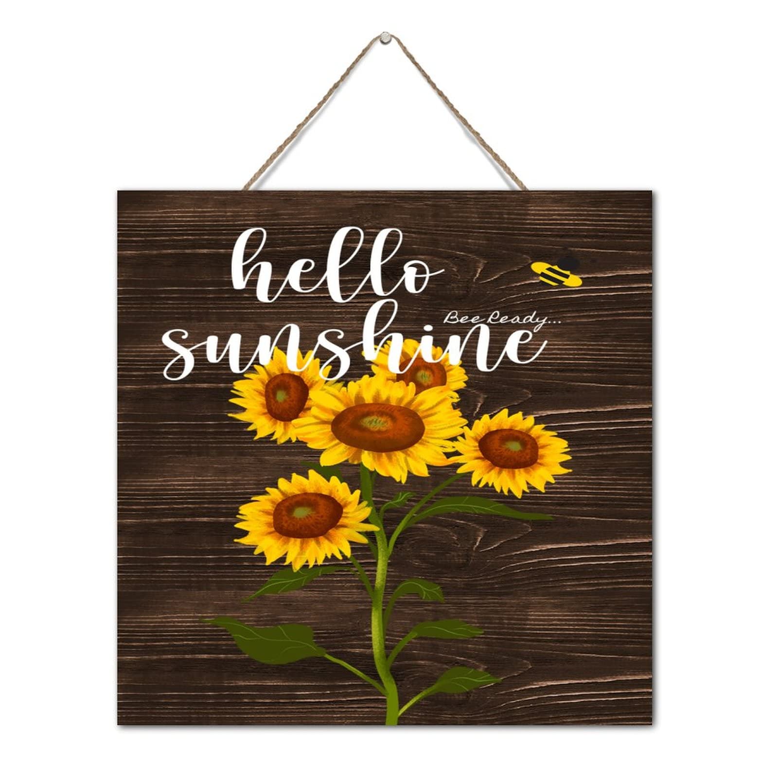 Panneau mural en bois rustique Hello Sunshine pour illuminer votre cuisine