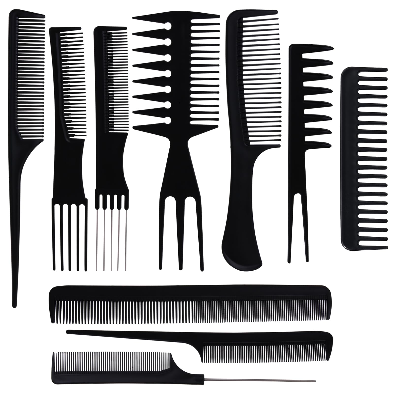 10PCS Hair Stylists Professional Styling Comb Set Variety Pack Great for All Hair Types & Styles