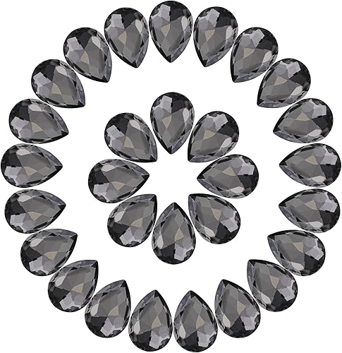 100 diamantes de imitación de lágrima de cristal con parte trasera de punto gris para manualidades, fabricación de joyas, 0.512 x 0.709 in