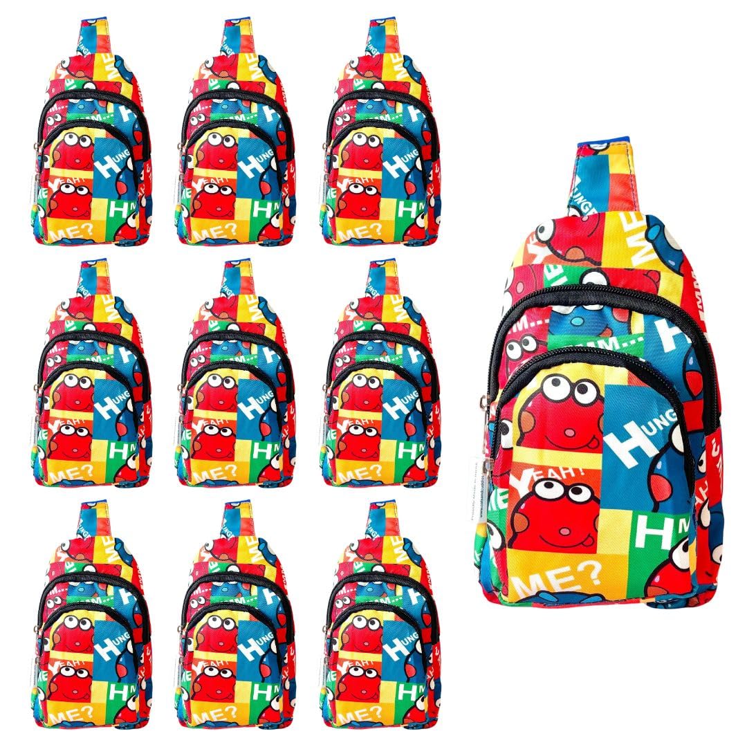 Cots and Cuddles 10pc Cartoon Print Colourful Cross body Bags for Boys and Girls Kids School, Picnic, Return Gifts, Office (10pc Colourful)-image-39